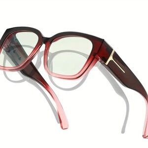 Pink Oversized Blue Light Blocking Eyeglasses Fit Over Rx Screen Glare Reduction